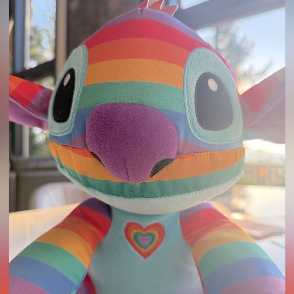 Disney Stitch Pride Plush w Rainbow heart new w/o tag for kids & Adults 15 3/4"